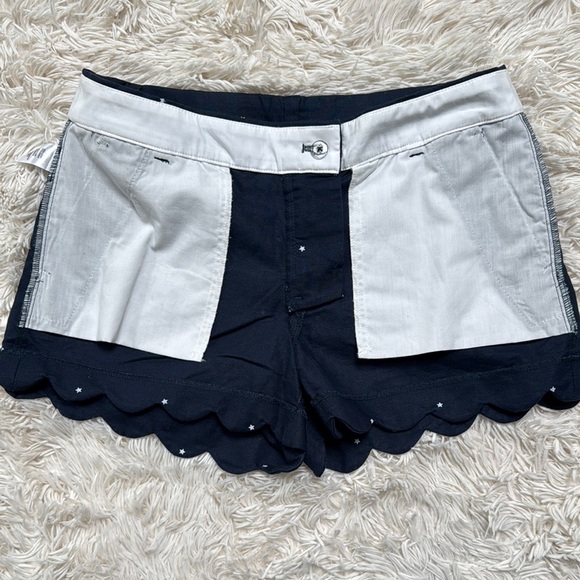 🎉HP🎉 J. Crew Scalloped Hem Linen Blend Star Shorts 💗 Navy - Picture 13 of 16